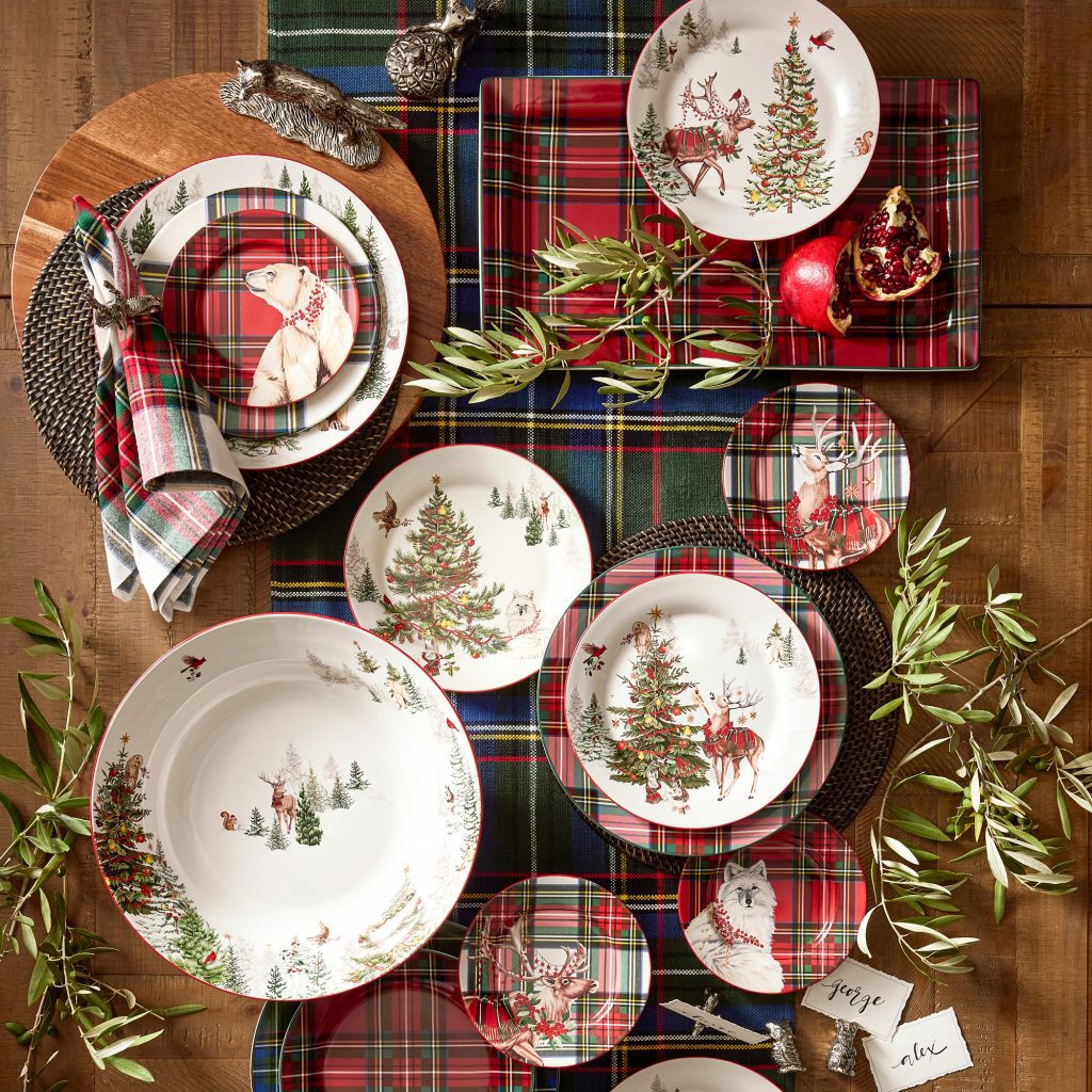 Tartan Christmas tableware and festive plates styled by Kings Interiors Ltd