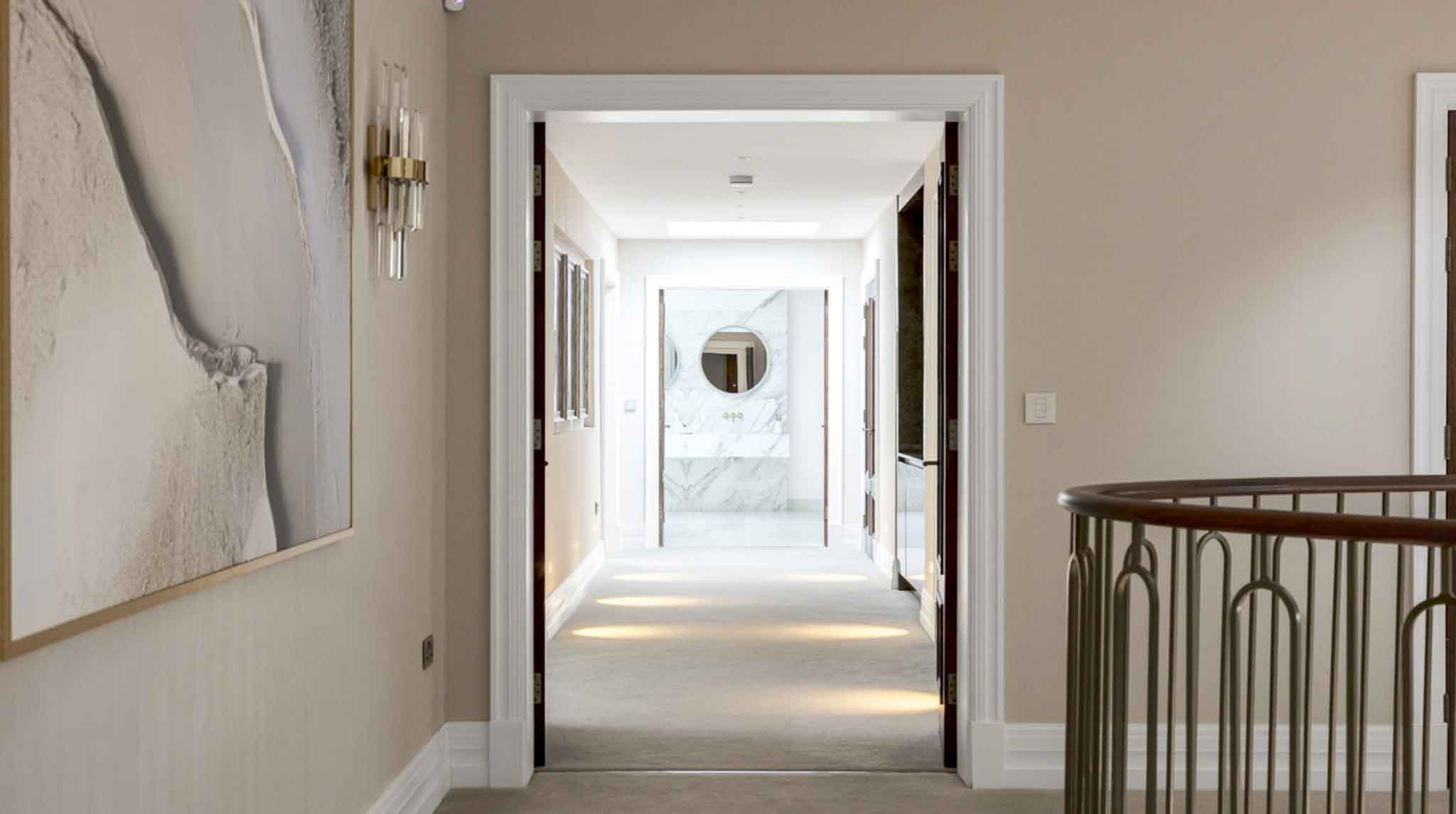 Luxury Hallway Design with Custom Balustrade – Surrey Residence