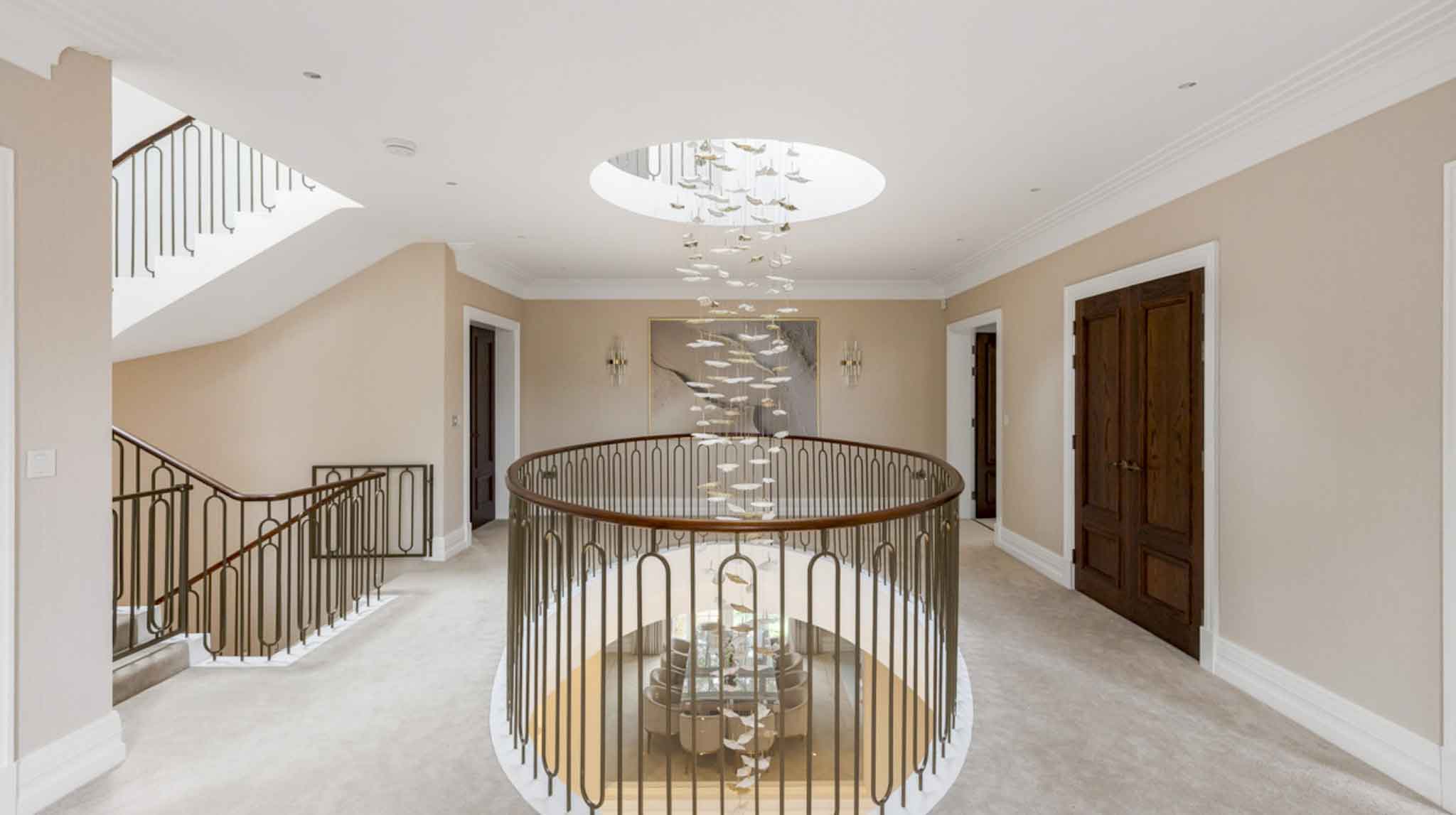 Statement Staircase and Landing Interior Design – Surrey Mansion