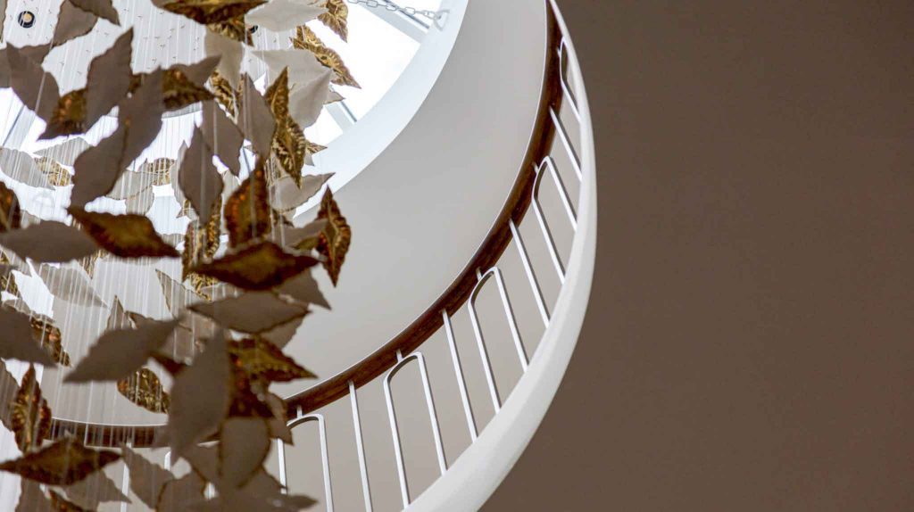 Sculptural Staircase Chandelier Detail in Luxury Surrey Home