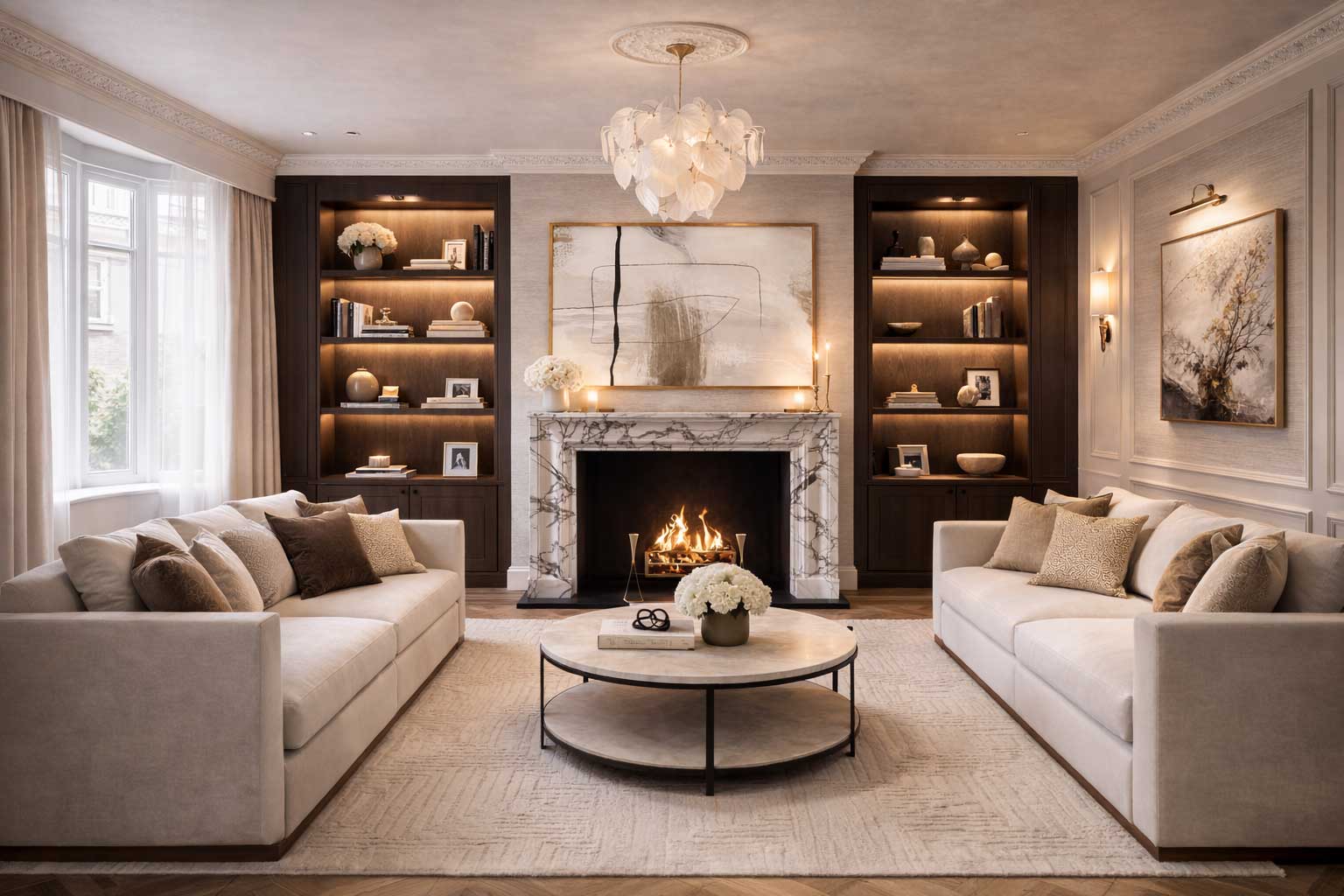 Luxury living room interior design Wimbledon home renovation