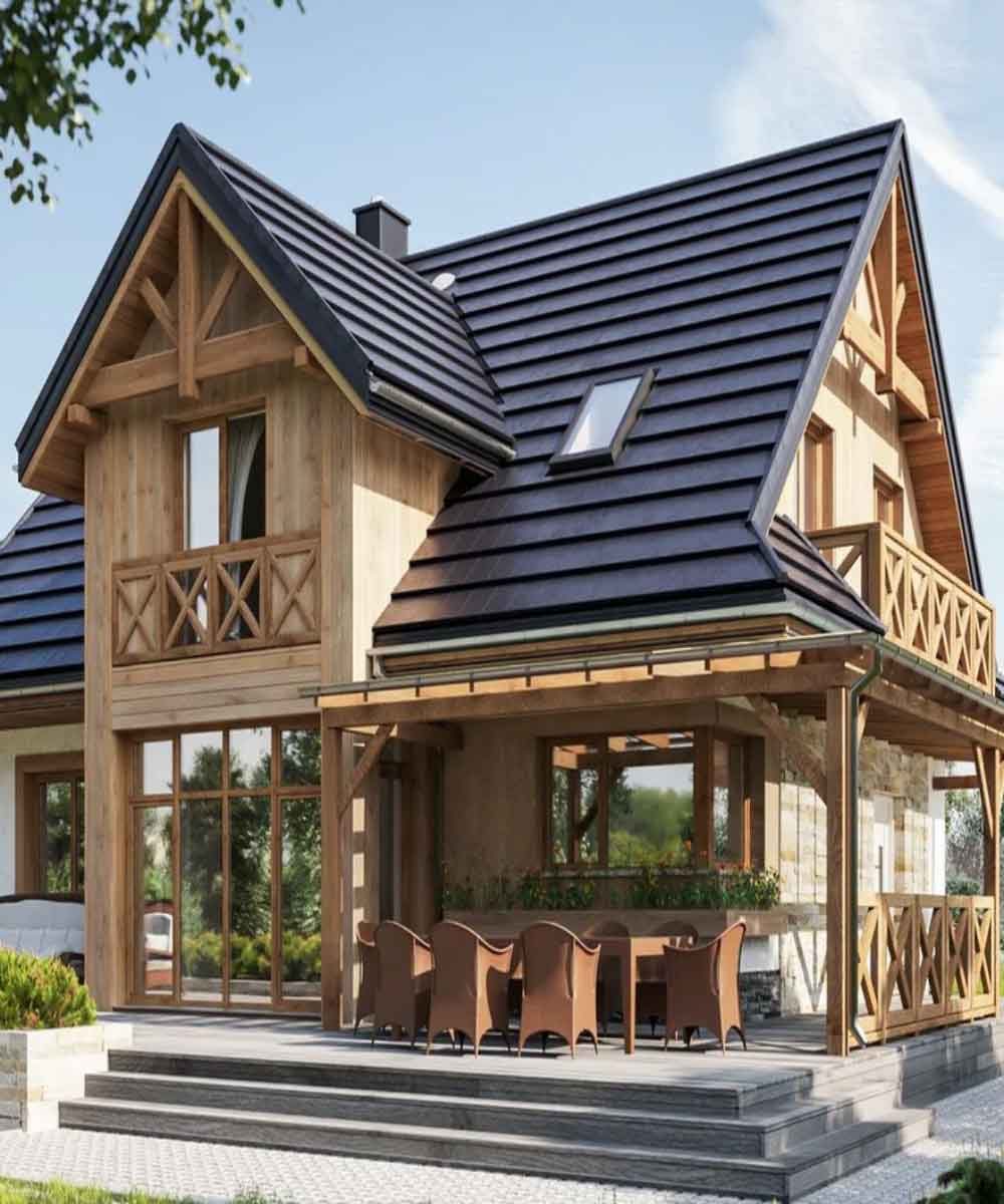 Luxury timber residence poland front elevation